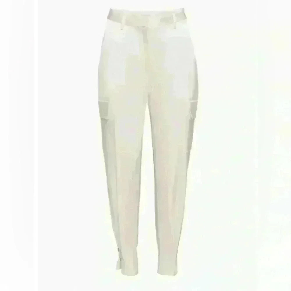 Babaton Refined Satin Cargo Pant, bone/white high waisted pant, size 16. - Picture 3 of 14